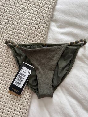 ViX PaulaHermanny Braided Strap Olive Bikini Bottom